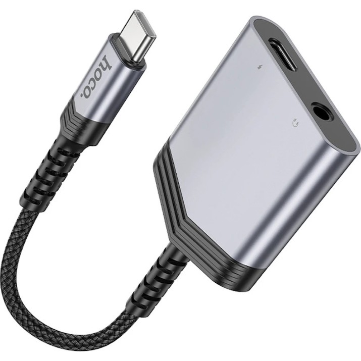 Кабель Hoco LS39 Type-C to Type-C + 3.5mm Metal Gray