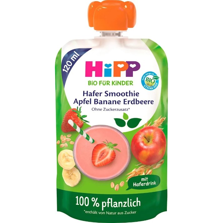 Детское пюре HiPP Smoothie Apple/Banana/Strawberry With Oats 120ml (84006)
