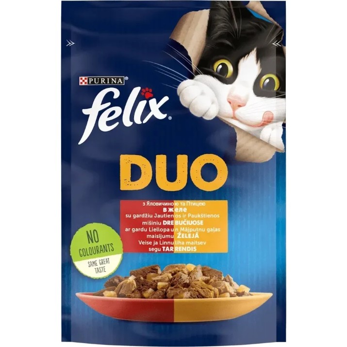 Hrană umedă pentru pisici Purina Felix Duo Beef&Chicken 26x85g