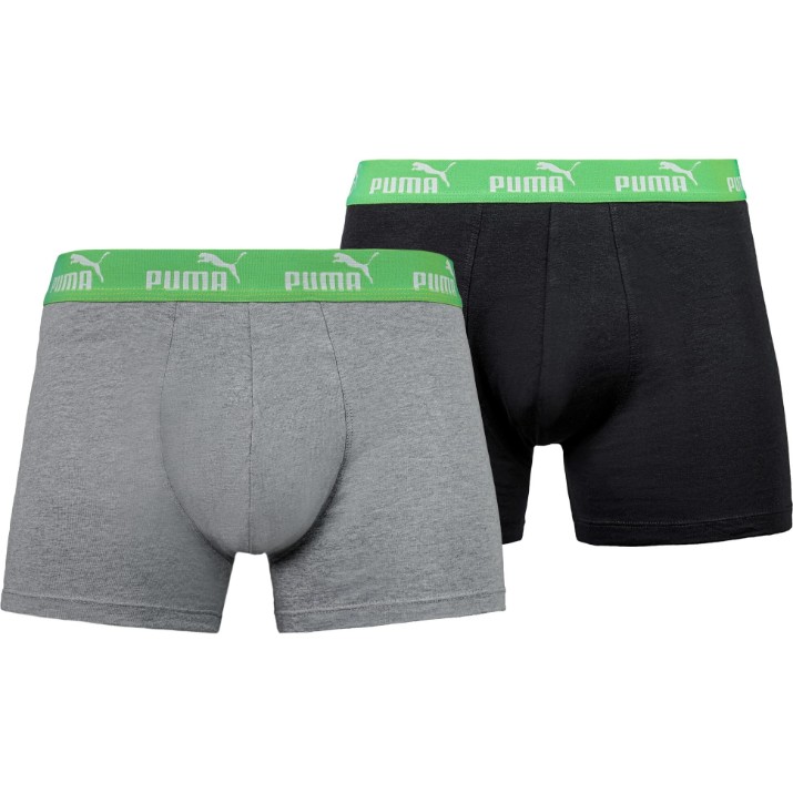 Мужские трусы Puma Elements Men Basic Boxers 2P Black/Grey/Green, s.L