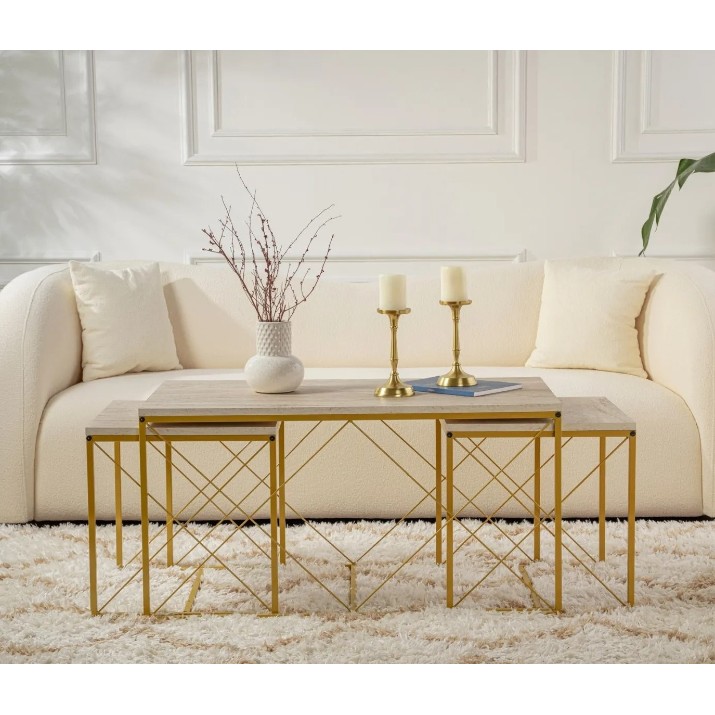 Журнальный столик Trendy Defne Travertin Gold 100x52x50cm