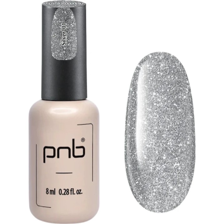 Gel-lac de unghii PNB Shock Effect 01 Silver 8ml