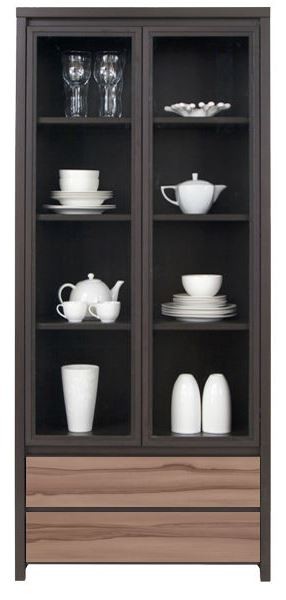 Vitrină BRW Kaspian (REG2W2S) Wenge/Palio