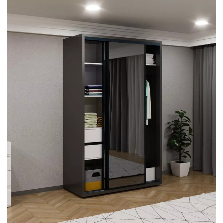 Dulap cu uşi glisante Bayro Parma Anthracite 1400x2250x600 (608503)