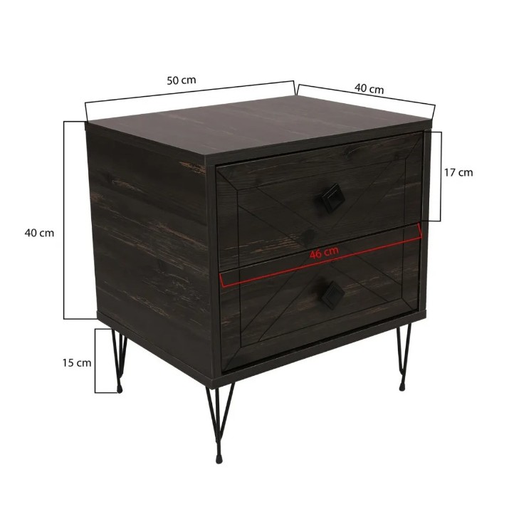 Noptieră Trendy Luna Dark Brown 50x55x40cm