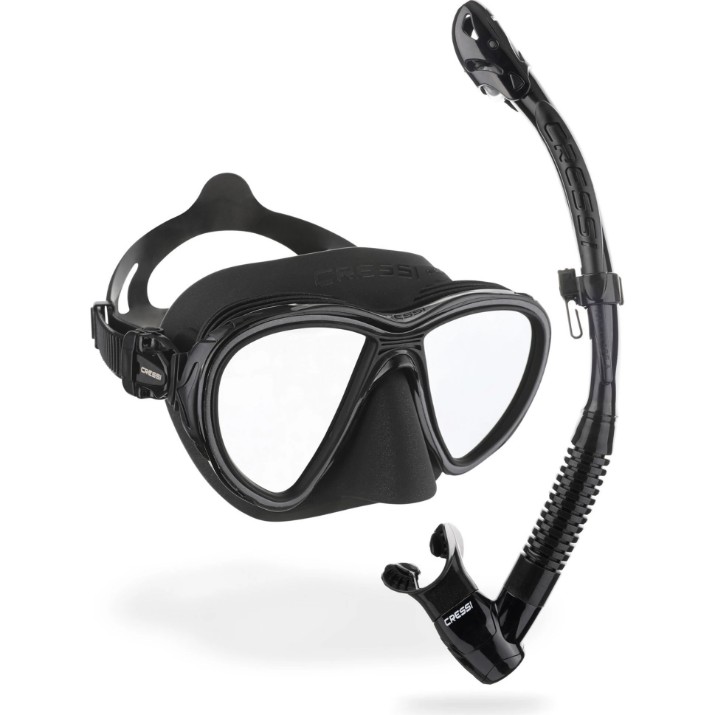Маска и трубка для ныряния Cressi Quantum + Itaca Ultra Dry Combo Black/Black (DM405050)