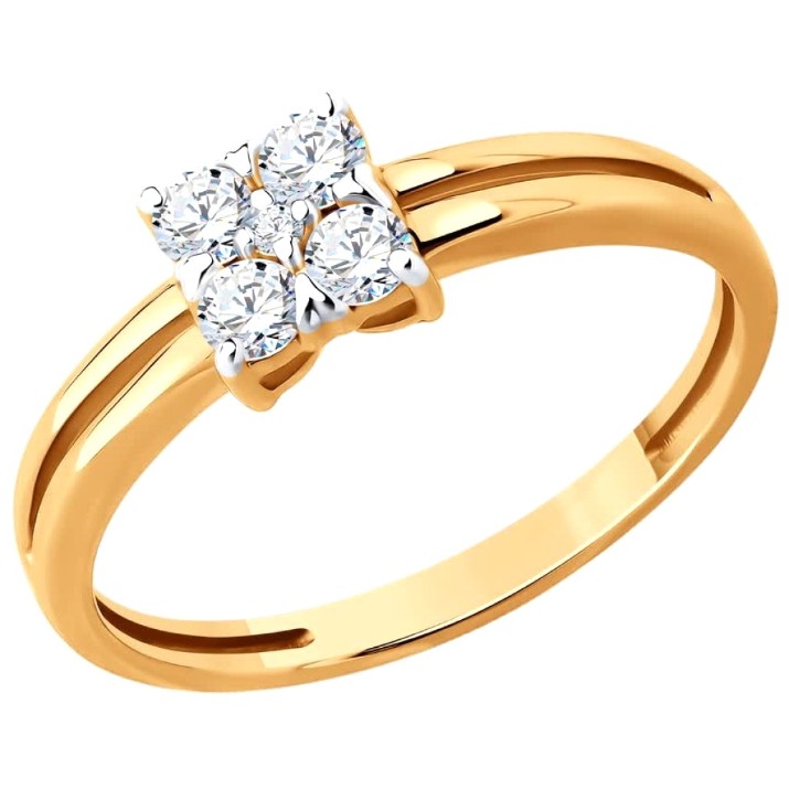 Кольцо из золота с фианитами Diamant 585 51-110-02822-1 s.17 1,92g