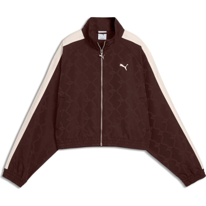 Jachetă damă Puma T7 Jacquard Woven Chocolate Brown, s.S