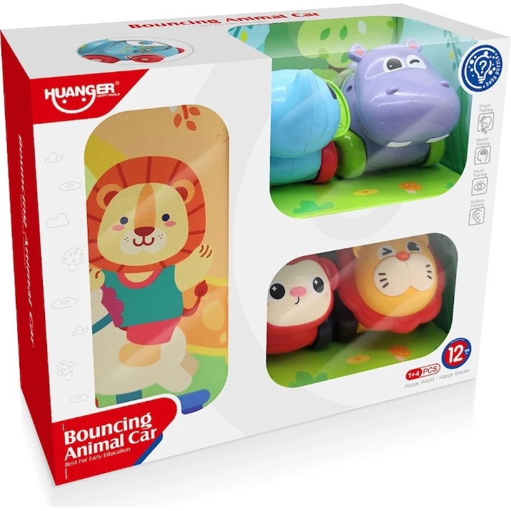 Set de mașini Huanger Bouncing Animal Car 4pcs (HE8069) 