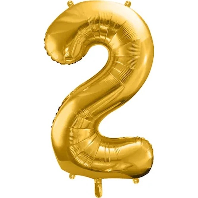 Balon PartyDeco Number 2 Gold 86cm (FB1M-2-019)
