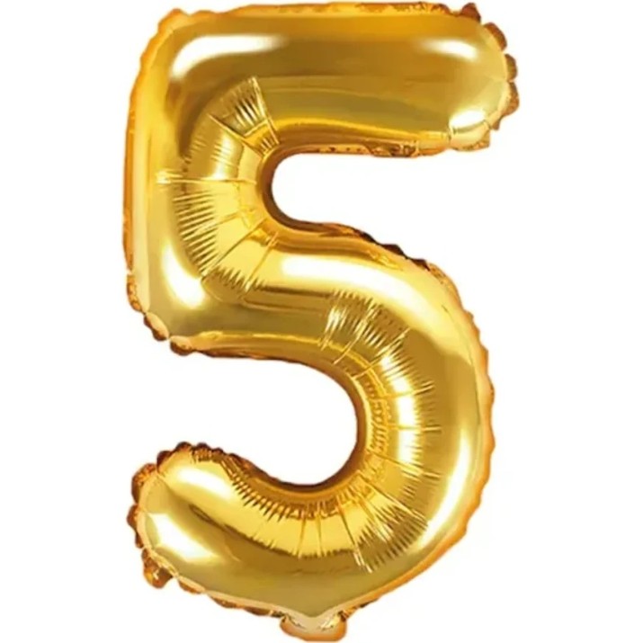 Balon PartyDeco Number 5 Gold 35cm (FB10M-5-019)