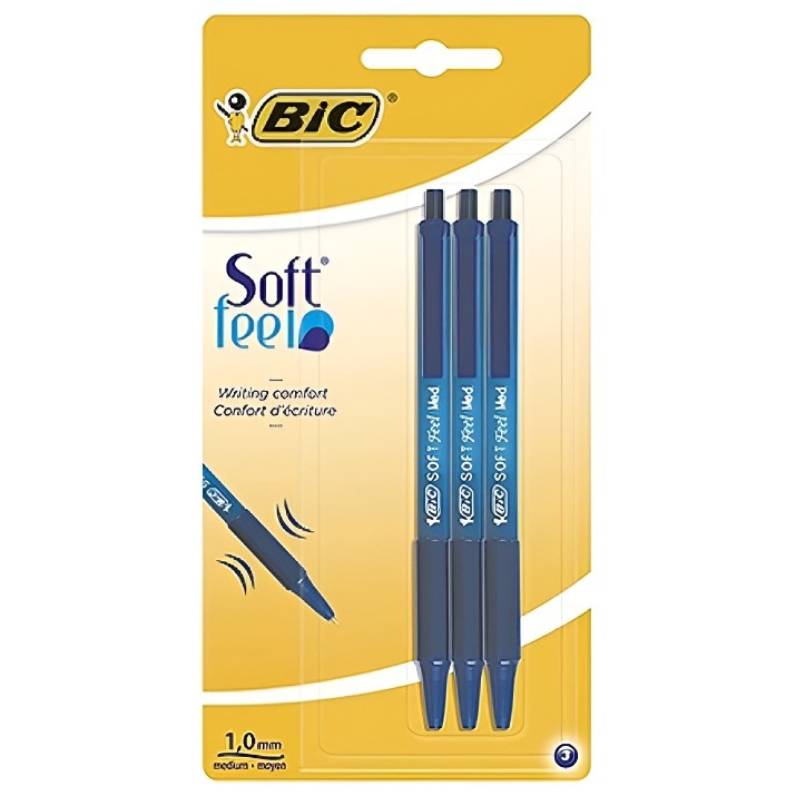 Набор ручек Bic Soft Feel Clic Grip 3pcs Blue(52796)