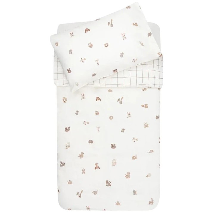 Lenjerie de pat pentru copii Jollein Animal Friends 140x100cm (003-005-68154)
