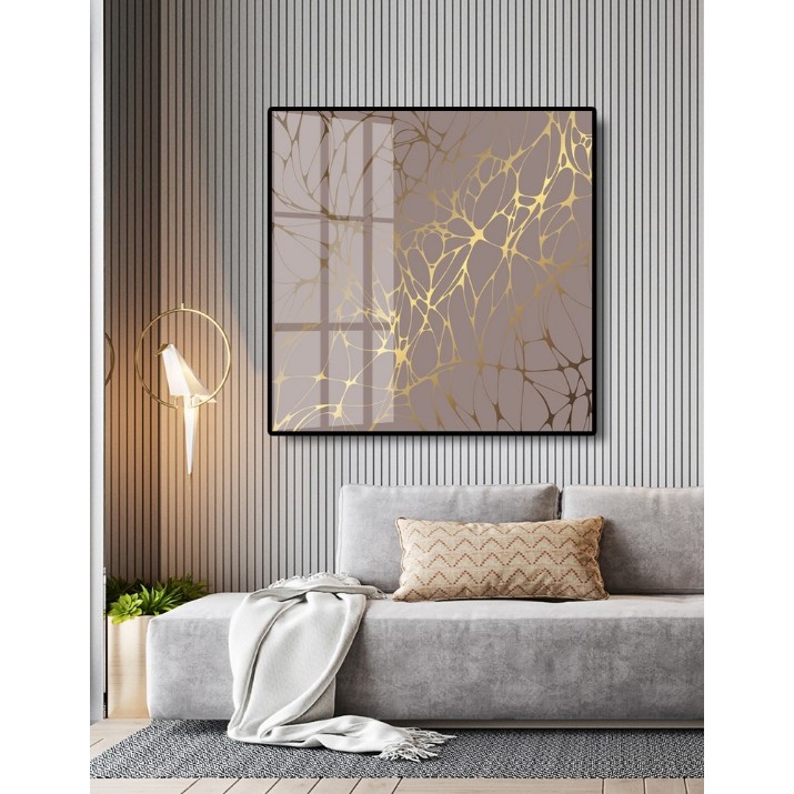 Pictură ArtShop Gold Lines On A Beige Background 80x80cm (PA192-M)