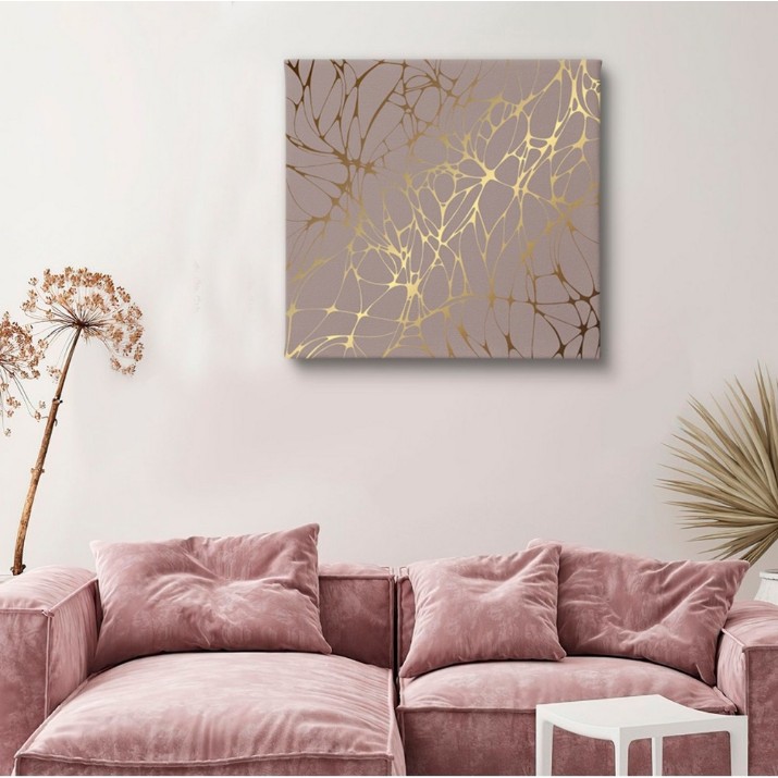 Pictură ArtShop Gold Lines On A Beige Background 80x80cm (PA192-M-PL)