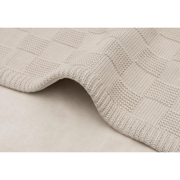 Plapumă pentru bebeluși Jollein Box Knit 75x100cm Warm Sand/Velvet (517-511-68124)