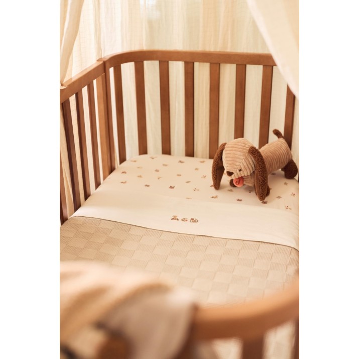 Plapumă pentru bebeluși Jollein Box Knit 75x100cm Warm Sand/Velvet (517-511-68124)