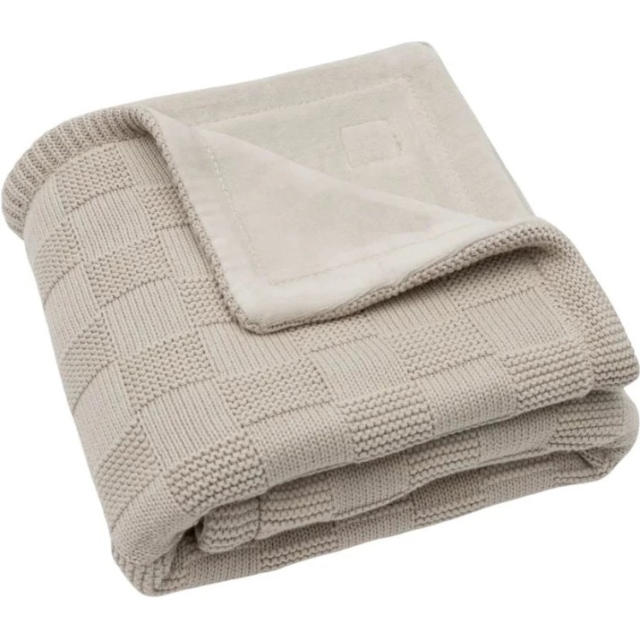 Plapumă pentru bebeluși Jollein Box Knit 75x100cm Warm Sand/Velvet (517-511-68124)