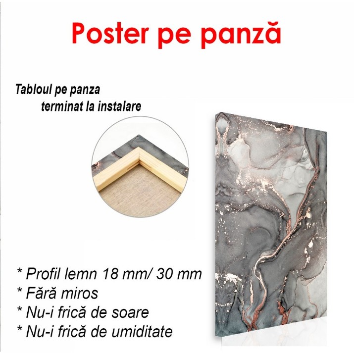 Pictură ArtShop Gray Golden Textured Background 35x70cm (PA147-L-PL)