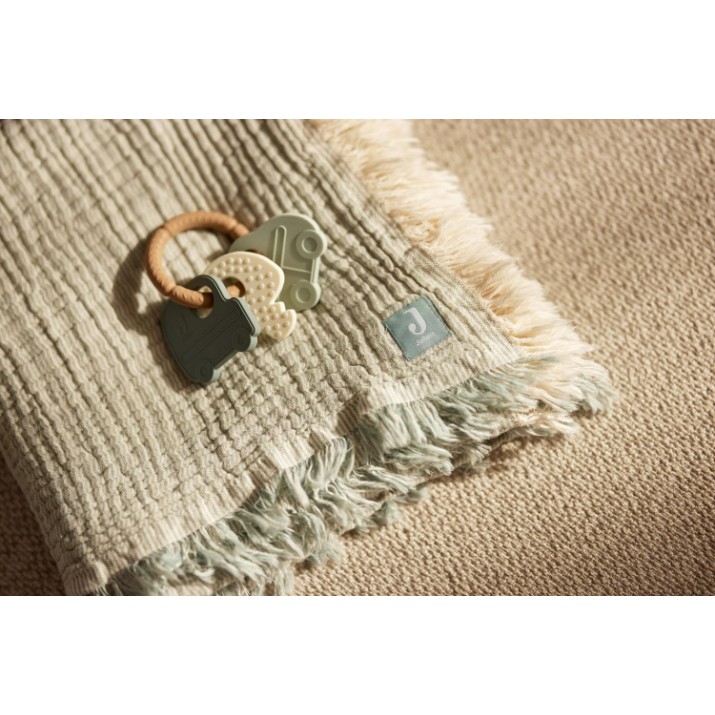 Одеяло для малышей Jollein Fringe Stripe 75x100cm Sea Green (516-511-68088)