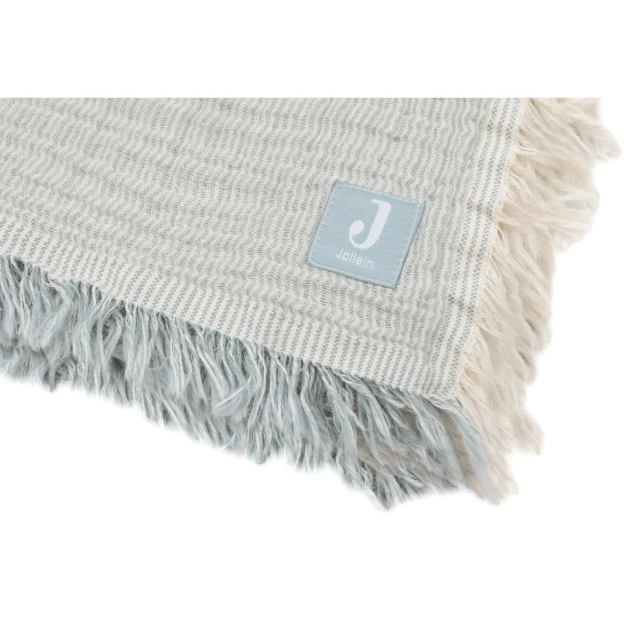 Одеяло для малышей Jollein Fringe Stripe 75x100cm Sea Green (516-511-68088)