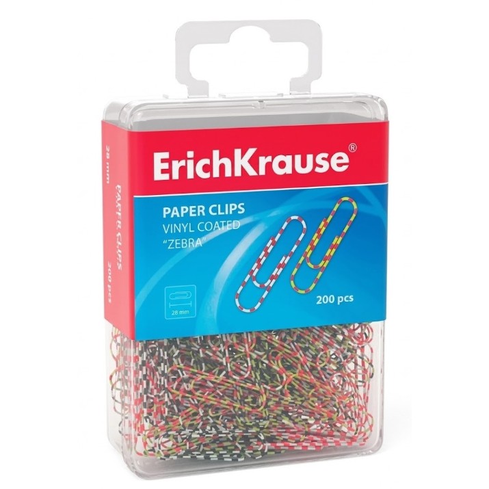 Clame de hârtie Erich Krause 200штX28mm Zebra (53473)