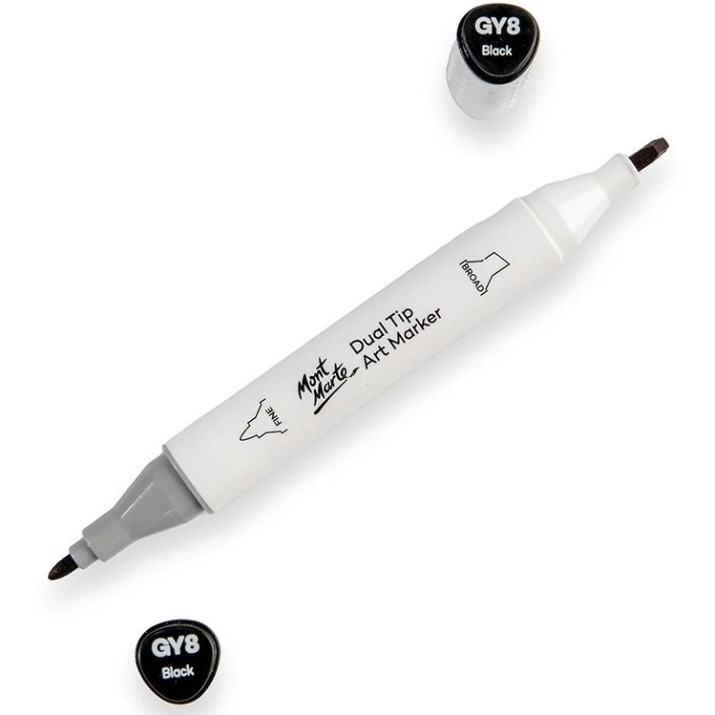 Marker Mont Marte Dual Tip Black GY8 (MGRD0060)