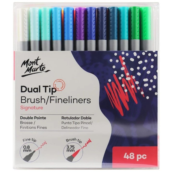 Markere Mont Marte Dual Tip Brush/Fineliners 48pcs (MMPM0024)