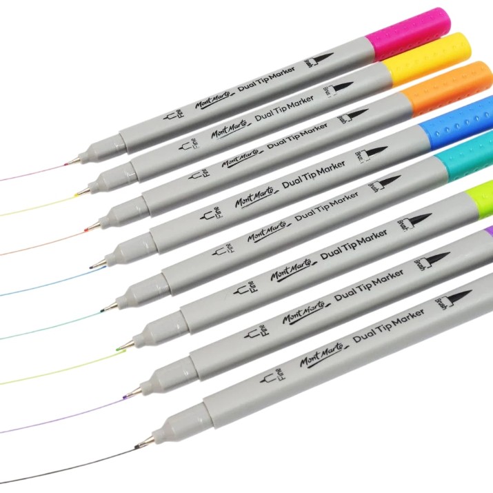 Markere Mont Marte Dual Tip Brush/Fineliners 48pcs (MMPM0024)
