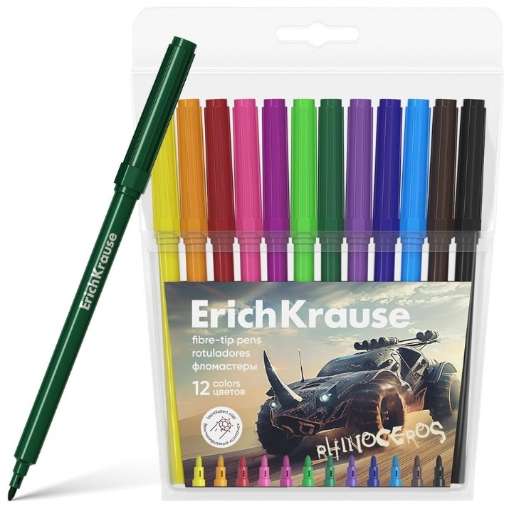 Набор фломастеров Erich Krause Road Beast 12pcs (57584)