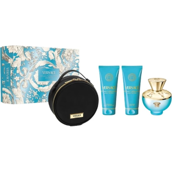 Set de parfumuri pentru ea Versace Dylan Turquoise EDT 100ml + Shower Gel 100ml + Body Gel 100ml + Bag