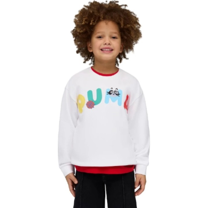 Hanorac pentru copii Puma Sporty Cats Relaxed Puma White, s.110