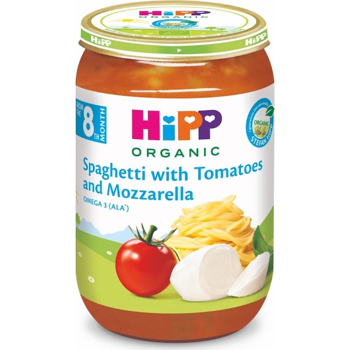 Пюре для детей HiPP Spaghetti/Tomatoes/Mozzarella 220g (6400)