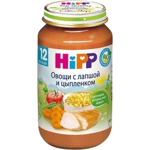 Пюре для детей HiPP Vegetables & Noodles With Chicken 220g (6803)