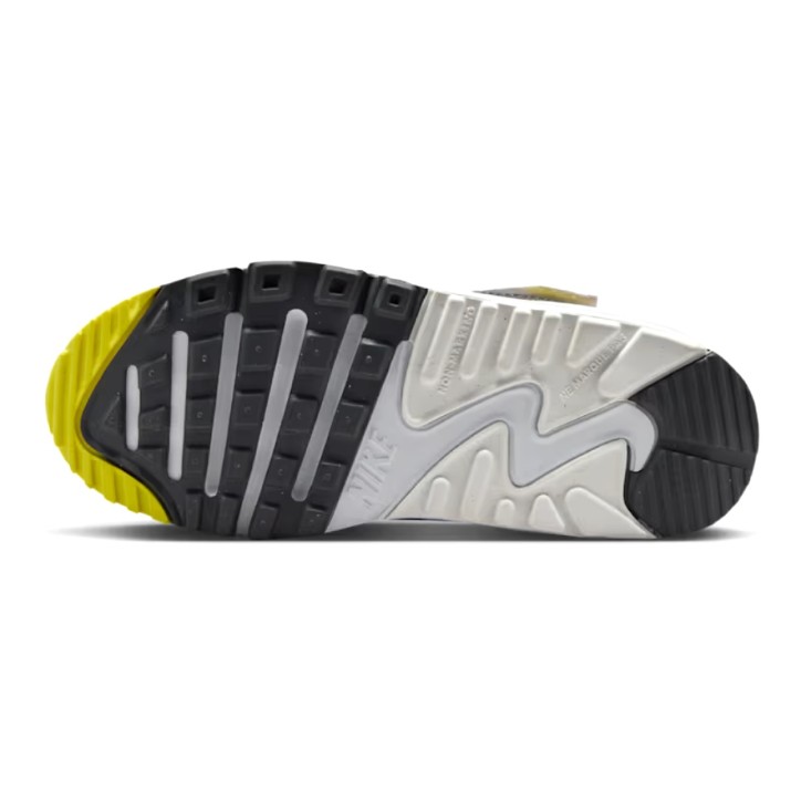 Adidași pentru copii Nike Air Max 90 EasyOn Off White/Dark Smoke Grey/Light Smoke Grey/Sonic Yellow, s.31.5