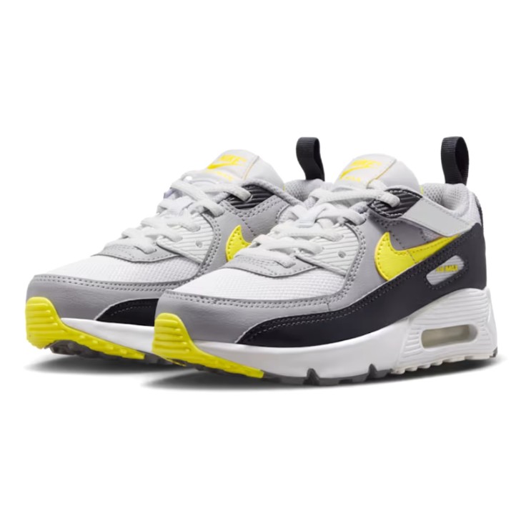 Adidași pentru copii Nike Air Max 90 EasyOn Off White/Dark Smoke Grey/Light Smoke Grey/Sonic Yellow, s.31.5