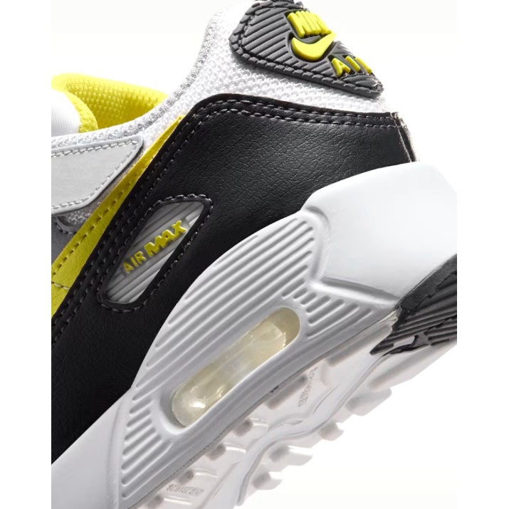 Adidași pentru copii Nike Air Max 90 EasyOn Off White/Dark Smoke Grey/Light Smoke Grey/Sonic Yellow, s.32