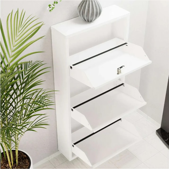 Rafturi pentru pantofi Trendy Locking 3 Piece Metal White 50x103x15cm GTR007915