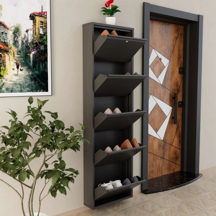 Rafturi pentru pantofi Trendy Locking 5 Piece Metal Anthracite 50x169x15cm GTR007920