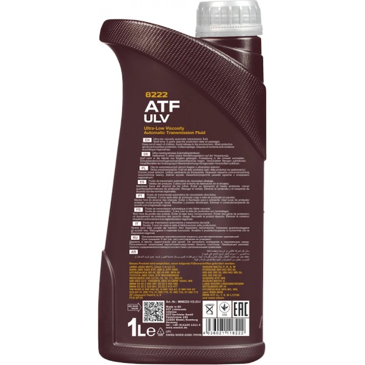 Трансмиссионное масло Mannol ATF ULV 8222 1L