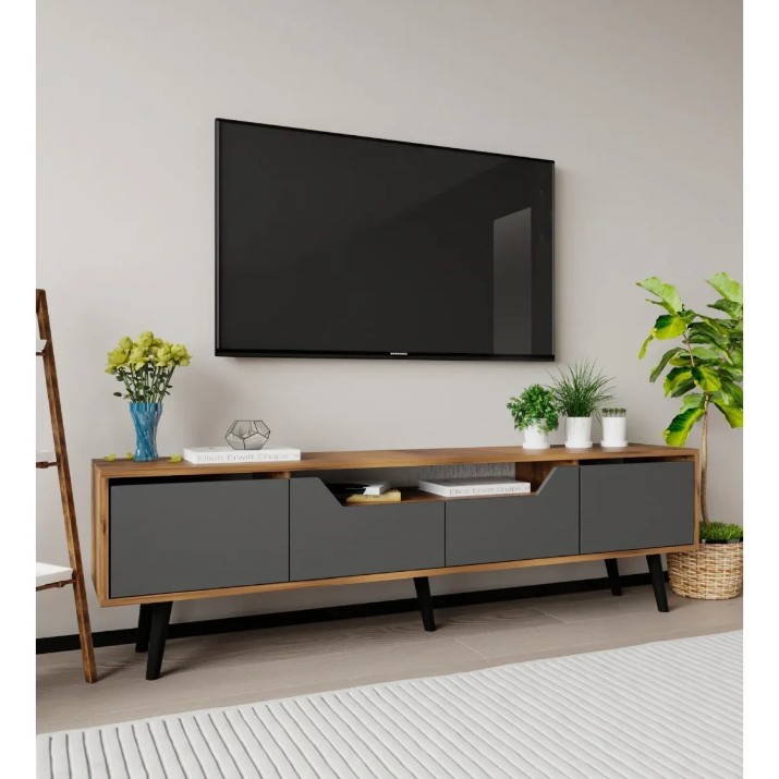 Comodă TV Trendy Roma 180 Walnut/Anthracite 180x53x30cm (GTR008127)