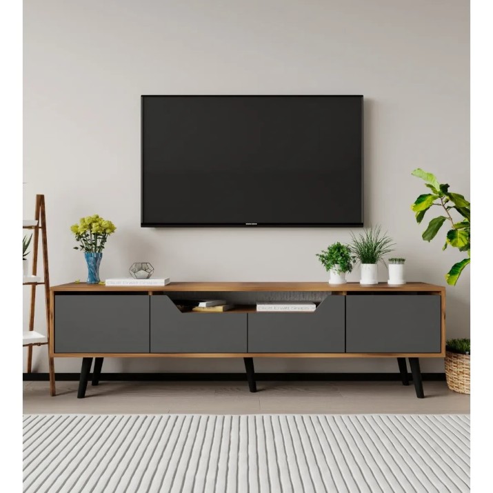 Comodă TV Trendy Roma 180 Walnut/Anthracite 180x53x30cm (GTR008127)