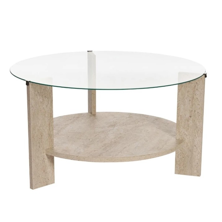 Măsuţă cafea Trendy Clara Travertine/Transparent 75x40x75cm (GTR008182)