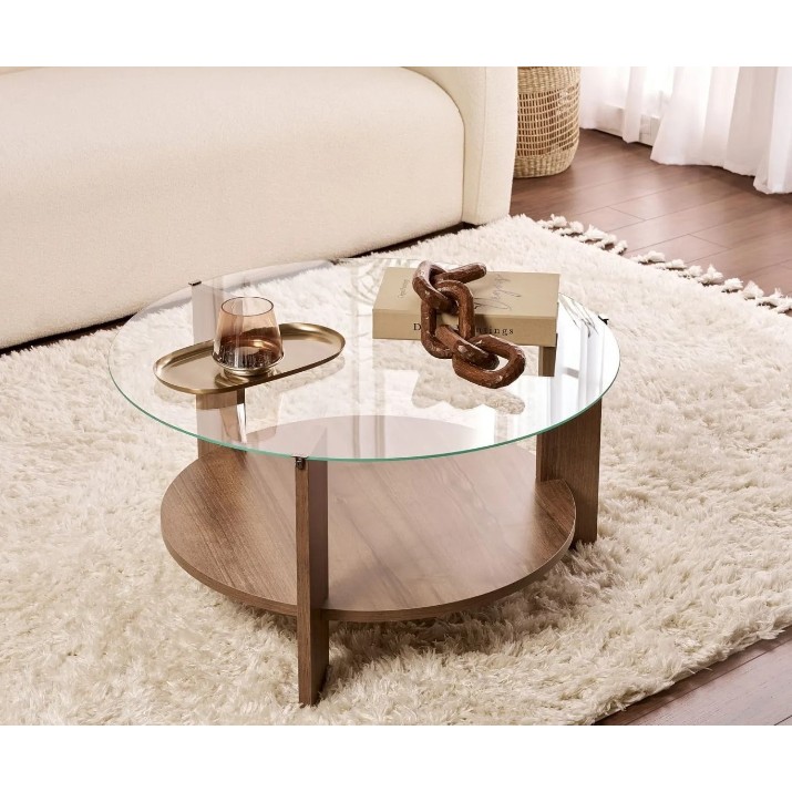 Măsuţă cafea Trendy Clara Venezia Walnut/Transparent 75x40x75cm (GTR008181)