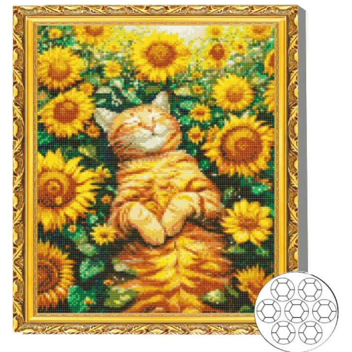 Алмазная мозаика Art Gallery Premium Red Cat Among Sunflowers 40x50cm (GA87105)