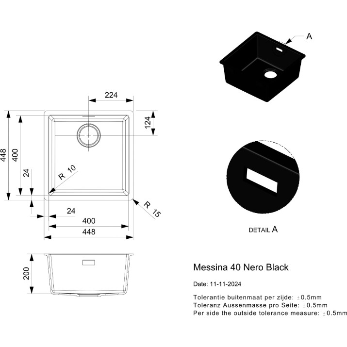 Chiuvetă de bucătărie Reginox Messina 40 Nero Black