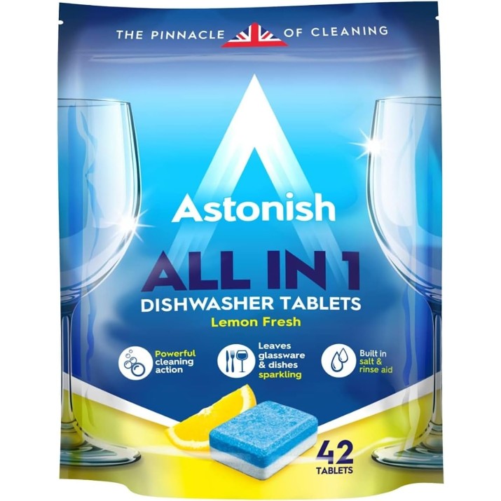 Detergent pentru mașine de spălat vase Astonish All in 1 Lemon Fresh 42tab