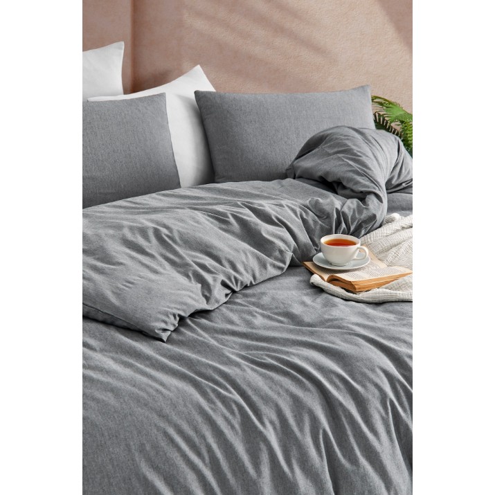 Lenjerie de pat L'Essentiel Yarn Dyed Fitted Anthracite