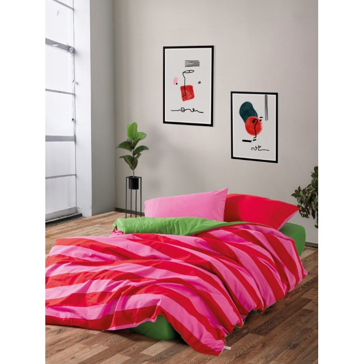 Lenjerie de pat L'Essentiel Cherie Green Pink Fuchsia