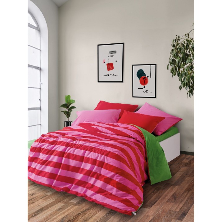 Lenjerie de pat L'Essentiel Cherie Green Pink Fuchsia